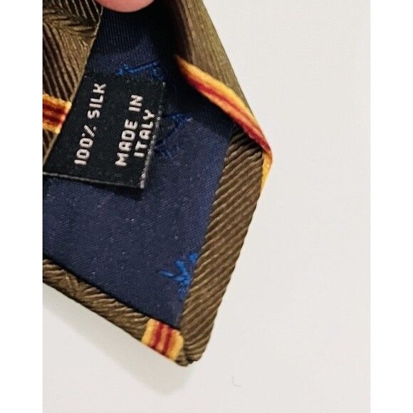 Jos. A. Bank Striped Green Silk Neck Tie Made in Italy 3.5” W 60” Long - Picture 8 of 8